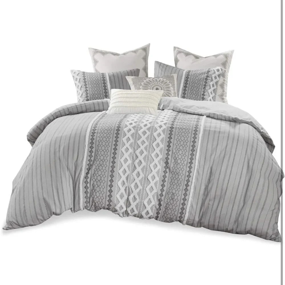 INK+IVY Imani 100% Cotton Comforter Matching‎ Shams, Full/Queen, Ivory 3 Piece